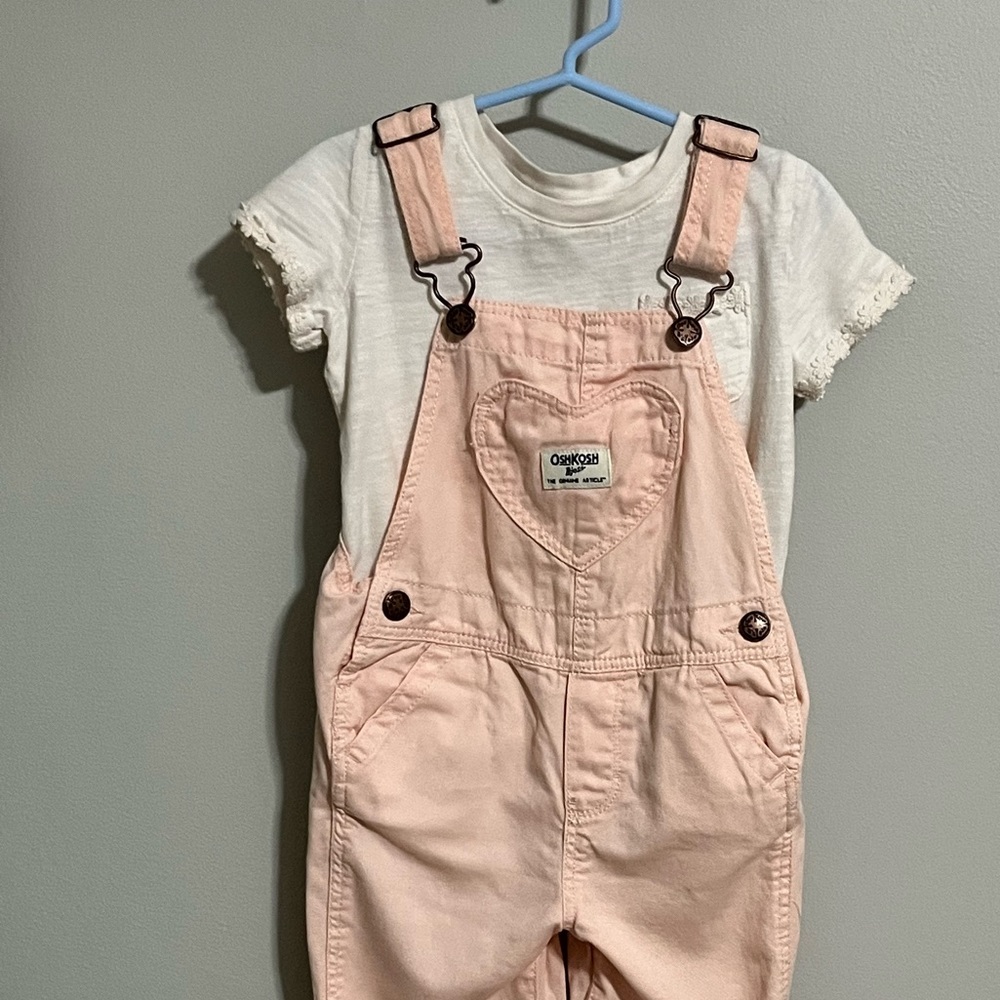 Light pink Osh Kosh B’gosh cotton overalls size 3T
